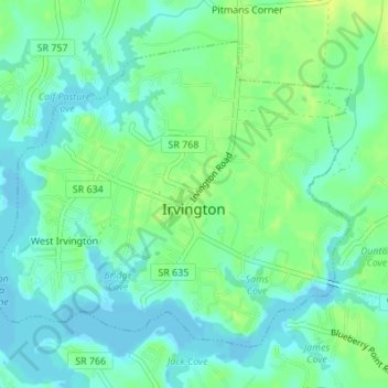 Irvington topographic map, elevation, terrain
