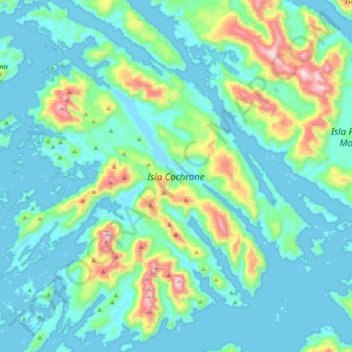 Isla Cochrane topographic map, elevation, terrain