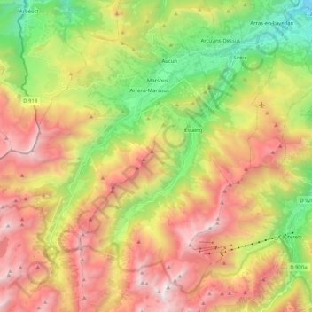 Le Gave d'Azun topographic map, elevation, terrain