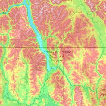 Kootenay River topographic map, elevation, terrain