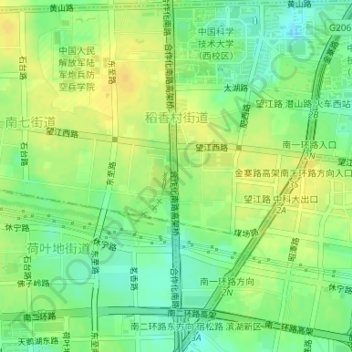 稻香村街道 topographic map, elevation, terrain
