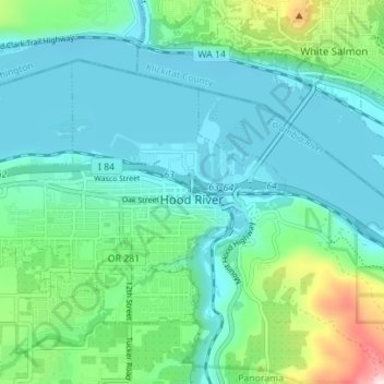 Hood River topographic map, elevation, terrain