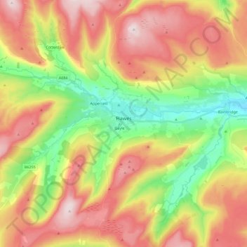 Hawes topographic map, elevation, terrain