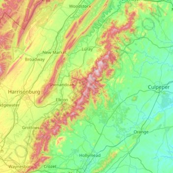 Shenandoah National Park topographic map, elevation, terrain