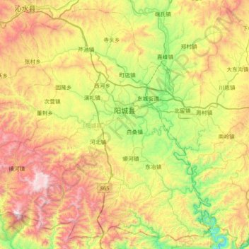 阳城县 topographic map, elevation, terrain
