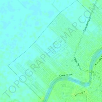 Comuna 1 topographic map, elevation, terrain