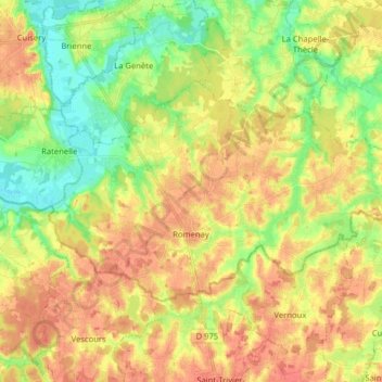 Romenay topographic map, elevation, terrain