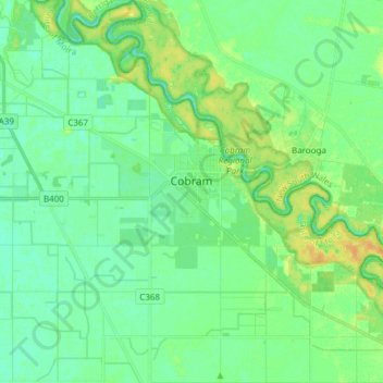 Cobram topographic map, elevation, terrain