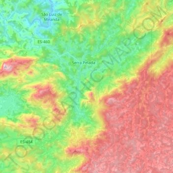 Serra Pelada topographic map, elevation, terrain