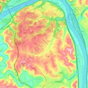 Center Township topographic map, elevation, terrain