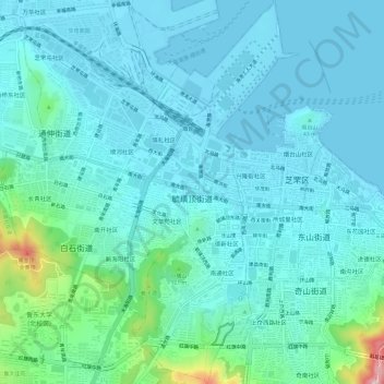 毓璜顶街道 topographic map, elevation, terrain