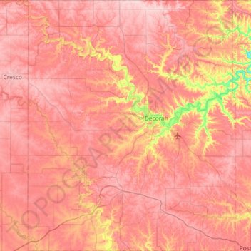 Winneshiek County topographic map, elevation, terrain