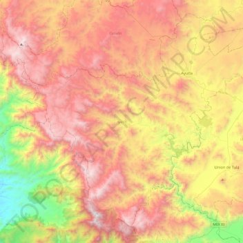 Ayutla topographic map, elevation, terrain