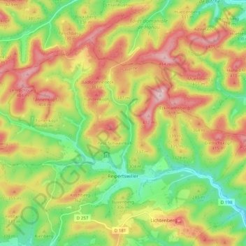 Reipertsweiler topographic map, elevation, terrain