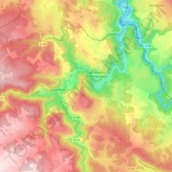Saint Bonnet-Laval topographic map, elevation, terrain