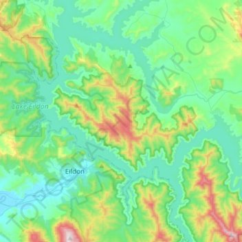 Lake Eildon topographic map, elevation, terrain