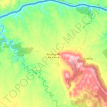 Santiago de Alcántara topographic map, elevation, terrain