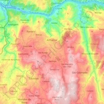 Armamar topographic map, elevation, terrain