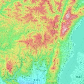 Sakyo Ward topographic map, elevation, terrain