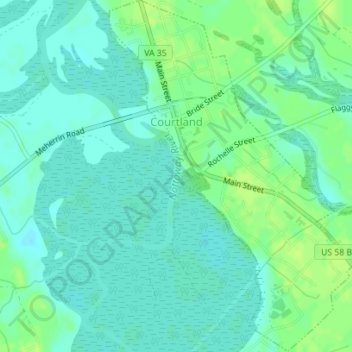 Courtland topographic map, elevation, terrain