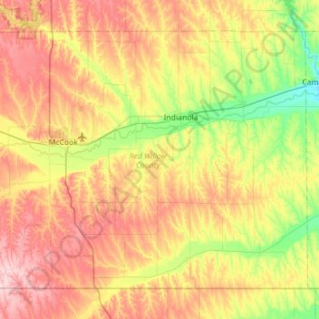 Red Willow County topographic map, elevation, terrain