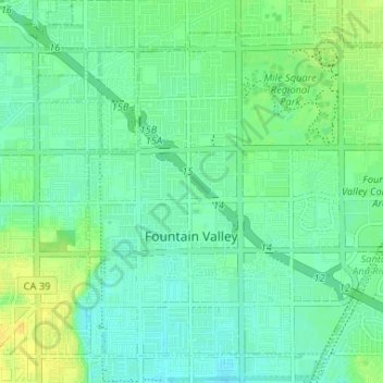 Fountain Valley topographic map, elevation, terrain