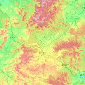 Dunhua topographic map, elevation, terrain
