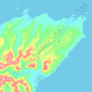 Chiniak topographic map, elevation, terrain