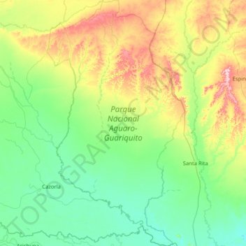 Parque Nacional Aguaro-Guariquito topographic map, elevation, terrain