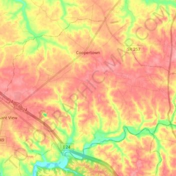 Coopertown topographic map, elevation, terrain