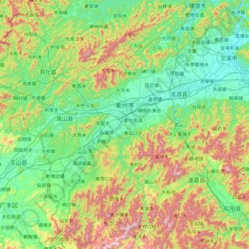 Quzhou topographic map, elevation, terrain