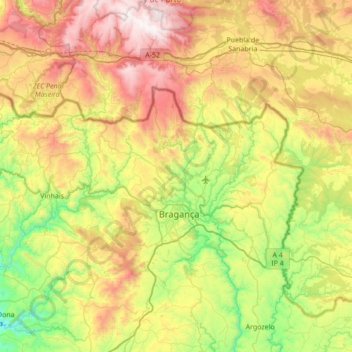 Montesinho Nature Park topographic map, elevation, terrain