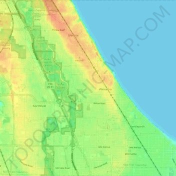 New Trier Township topographic map, elevation, terrain