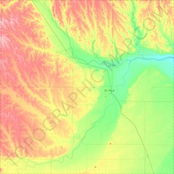 Howard County topographic map, elevation, terrain