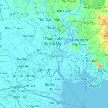Hồ Chí Minh City topographic map, elevation, terrain