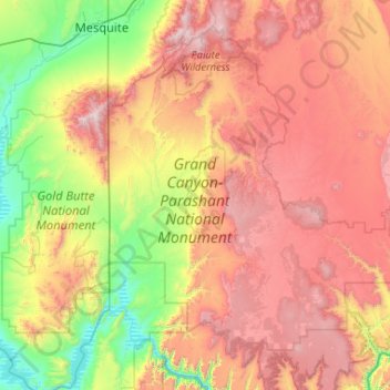 Grand Canyon-Parashant National Monument topographic map, elevation, terrain