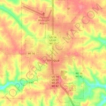 Viroqua topographic map, elevation, terrain