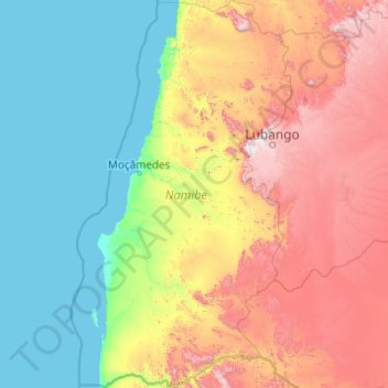 Namibe Province topographic map, elevation, terrain
