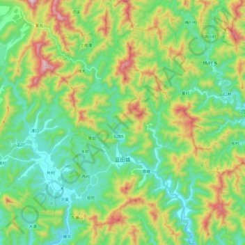 蓝田镇 topographic map, elevation, terrain