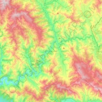 Bhikiasain topographic map, elevation, terrain