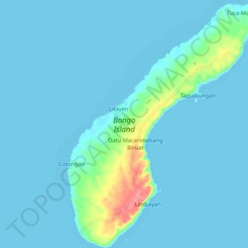 Bongo Island topographic map, elevation, terrain