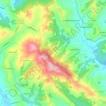 Albugnano topographic map, elevation, terrain