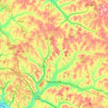 Murrysville topographic map, elevation, terrain