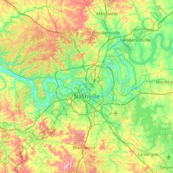 Nashville-Davidson topographic map, elevation, terrain