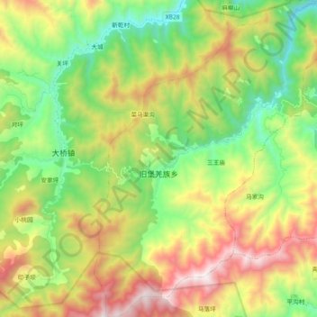 旧堡羌族乡 topographic map, elevation, terrain