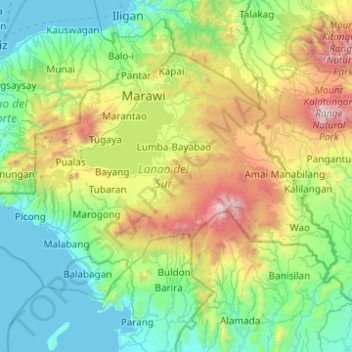 Lanao del Sur topographic map, elevation, terrain