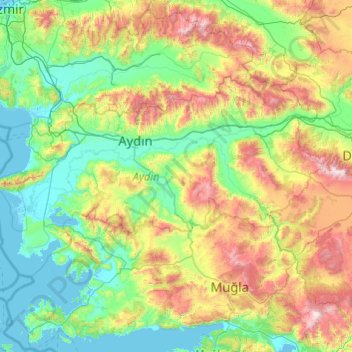 Aydın topographic map, elevation, terrain