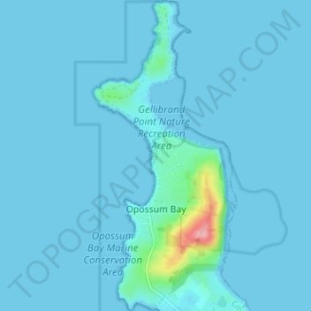 Opossum Bay topographic map, elevation, terrain