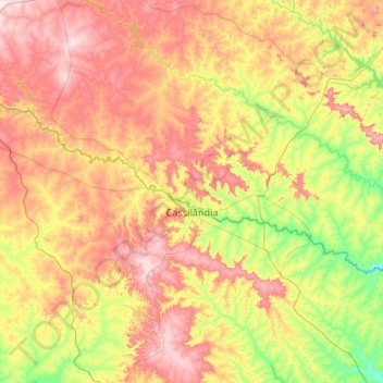 Cassilândia topographic map, elevation, terrain