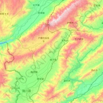 陇川县 (Longchuan) topographic map, elevation, terrain